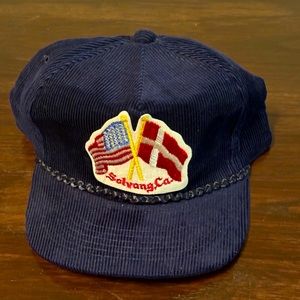 Vintage Solvang, CA Navy Blue Corduroy Flatback Hat